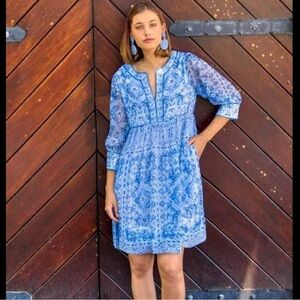 Gretchen Scott Designs Blue and White Mini Dress